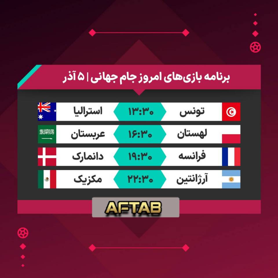برنامه بازی‌های روز دوم از هفته دوم جام جهانی