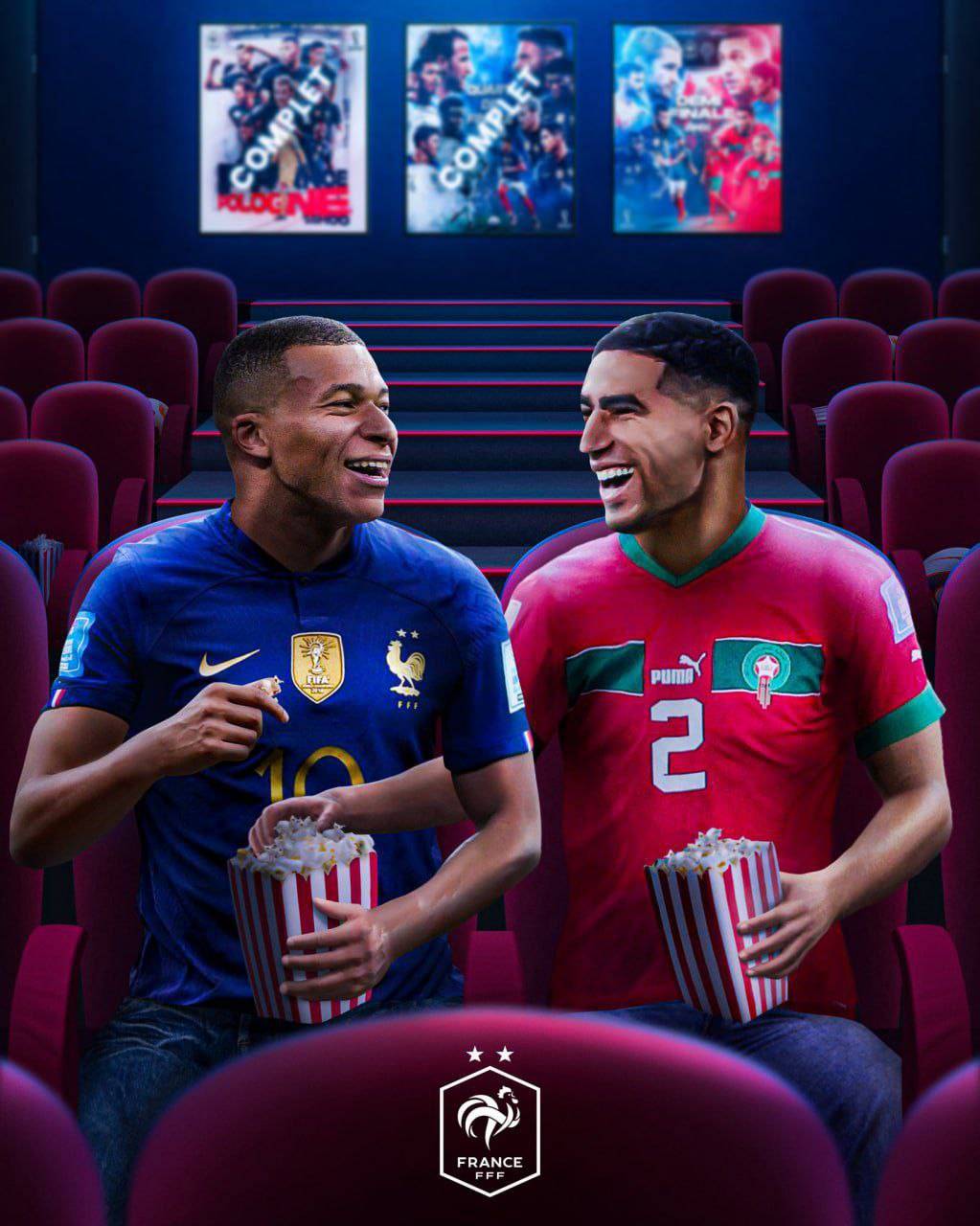 پوستر جالب فدراسیون فوتبال فرانسه برای بازی امشب با مراکش